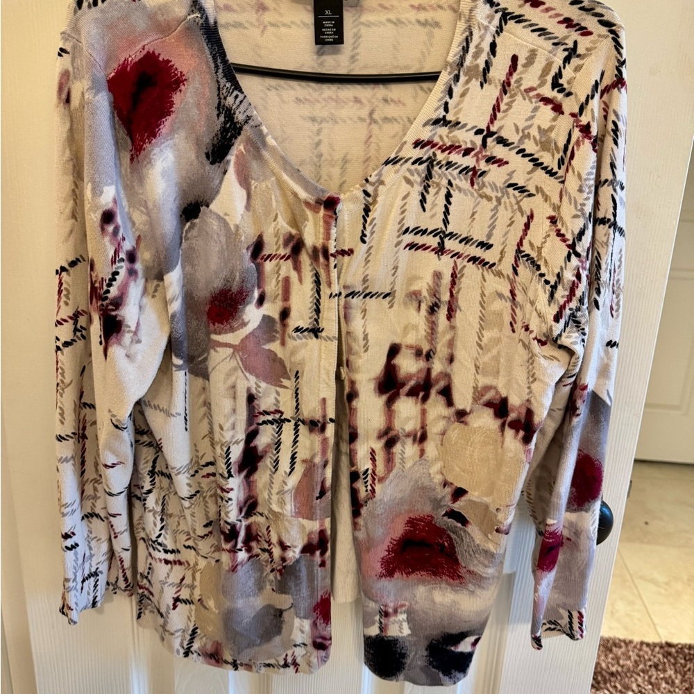 White House Black Market Abstract Print Cardigan